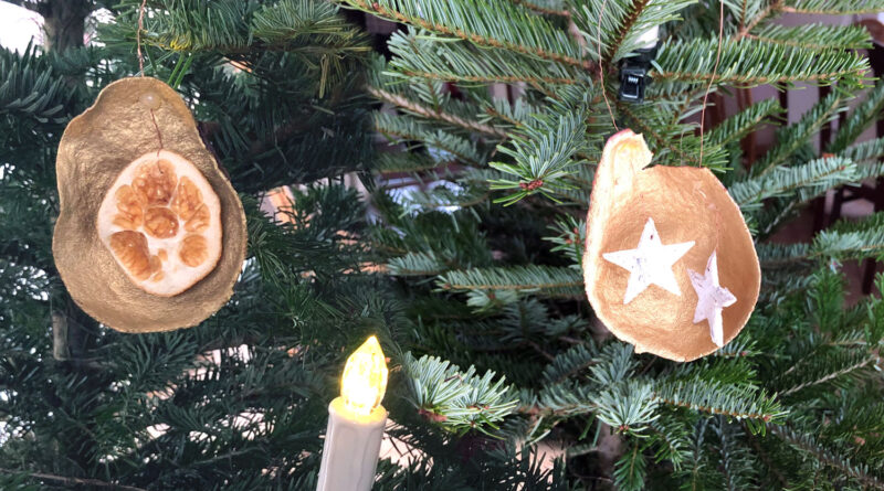 Weihnachtsbaumschmuck aus Avocado Schalen - featured